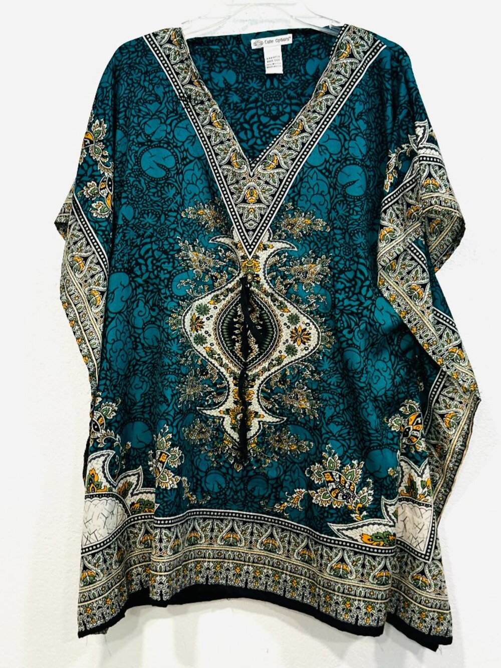 Cute Options Short Kimono Caftan Top Paisley Beach Cover Up Tied Waist One Size
